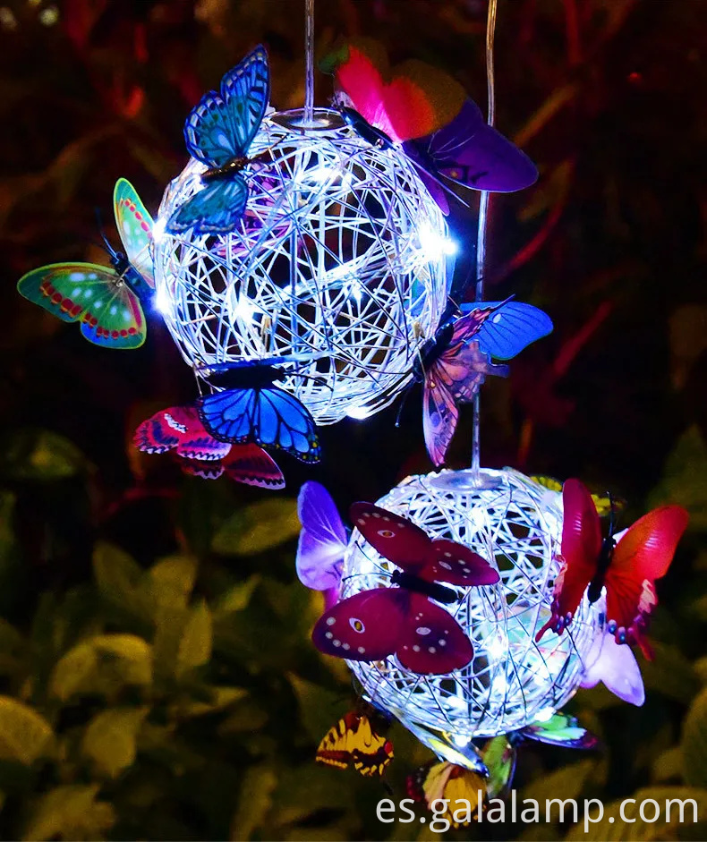 Encantadoras luces de cuerda de mariposa con energía solar para ambiente de jardín
